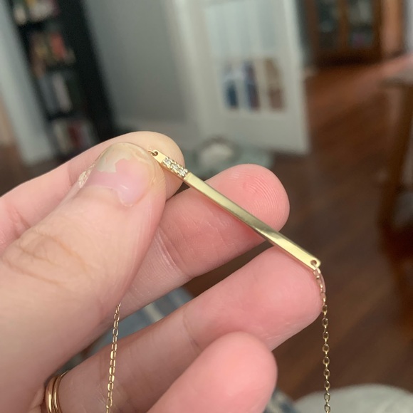 Aurate Gold Bar Necklace With Diamonds - Picture 11 of 12